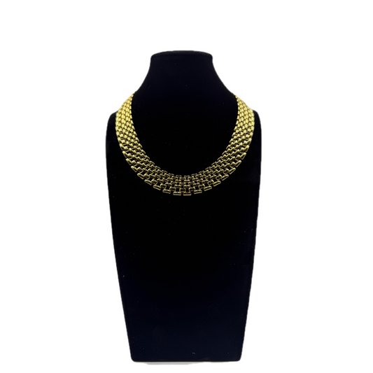 Collar trenzado ancho de inspiración vintage | Oro de 18k o platino vermeil sobre cobre | Minimalista | Gargantilla