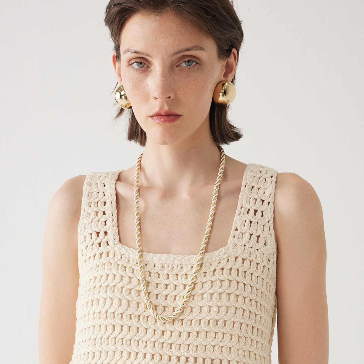 Double-Layered Interwoven Chain Necklace – 18K Yellow Gold Vermeil over Brass & Pearls