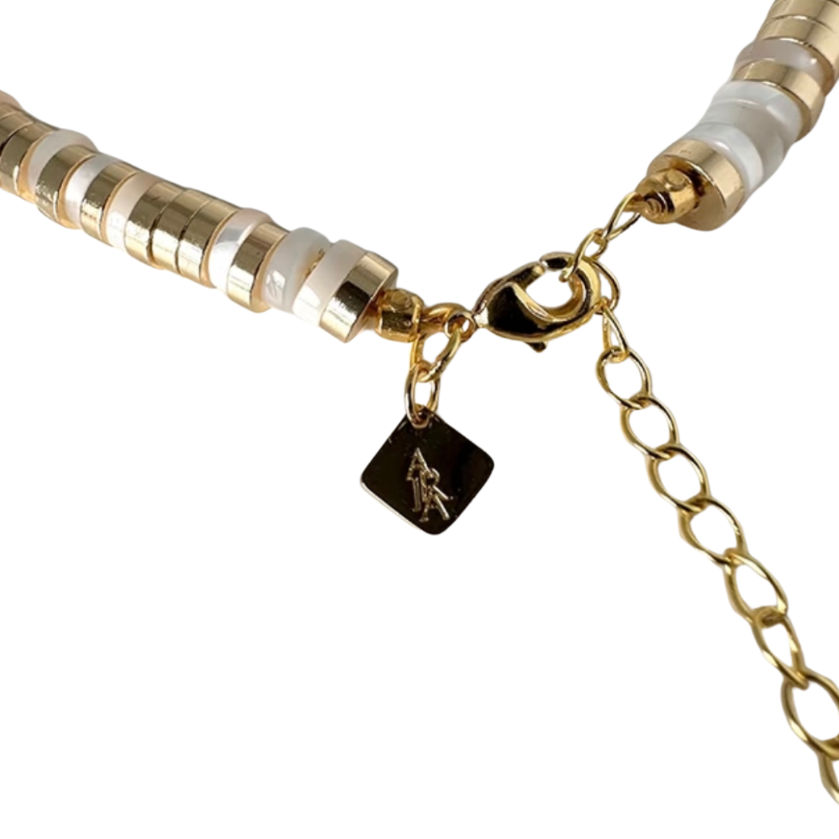 Vintage Charm Necklace – Natural Shell & Metal Disc Beads