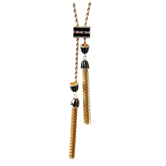 Art Deco inspired Long Tassel Bolo Necklace – Hand-Woven Braided Rope Design