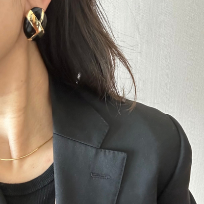 80s - 90s Vintage-inspired Artisan Hand-Painted Black or White Enamel Earring |Stackable | Timeless Classic Revival