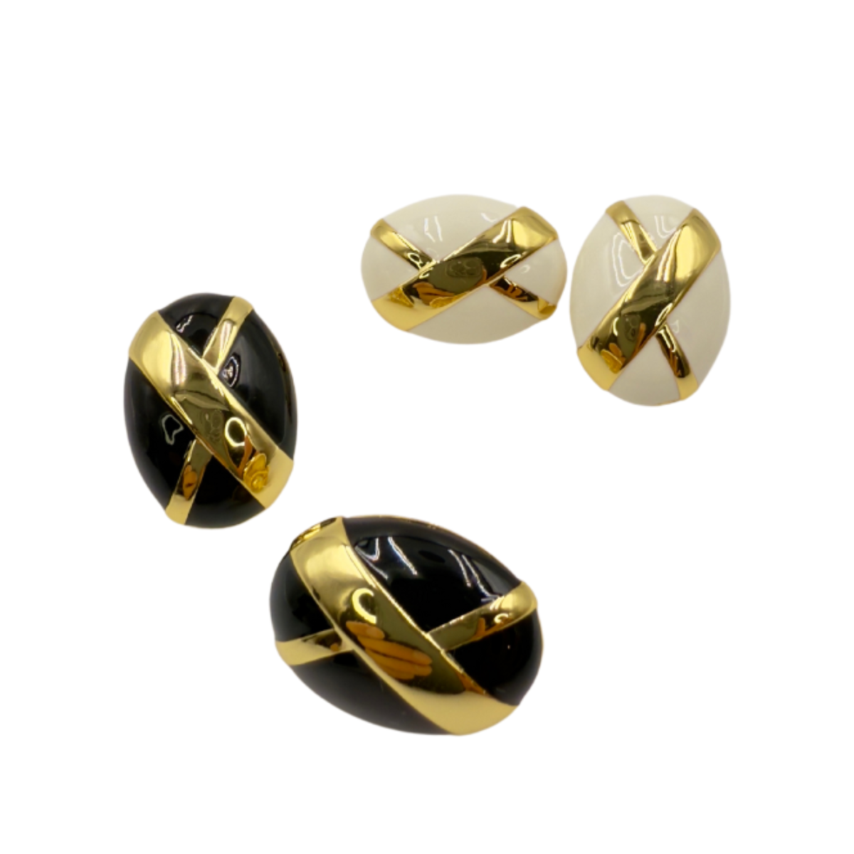 80s - 90s Vintage-inspired Artisan Hand-Painted Black or White Enamel Earring |Stackable | Timeless Classic Revival