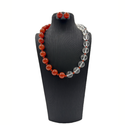 Harmony Elegance Set – Natural Crystal & Red Agate Necklace and Earrings