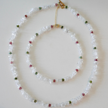 Summer Bliss Natural White Crystal & Tourmaline Necklace