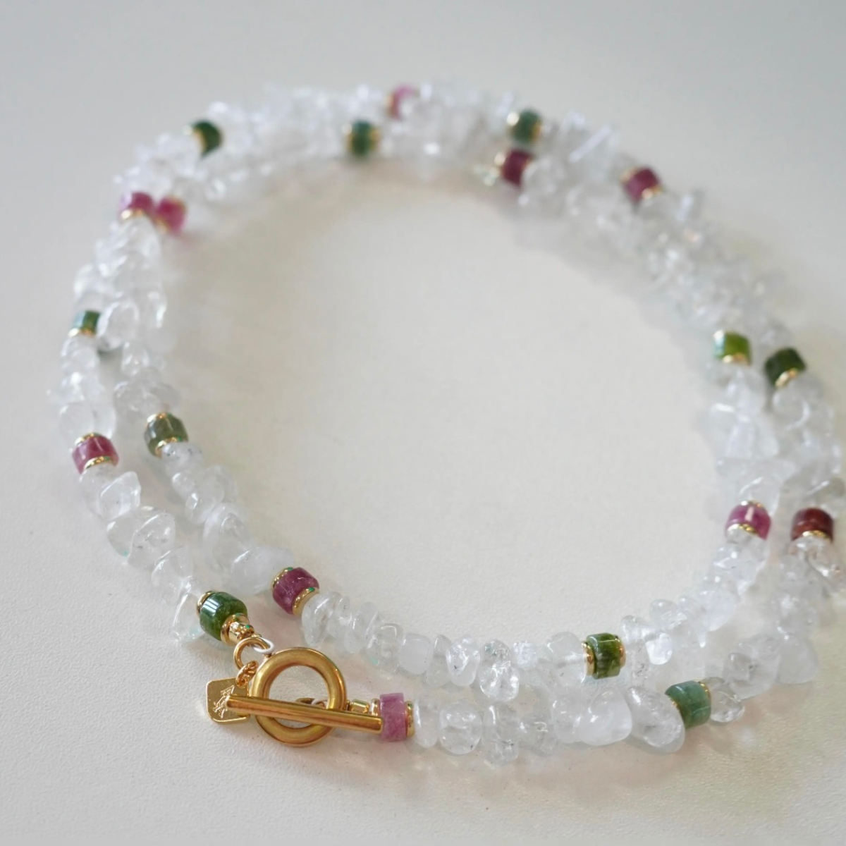 Summer Bliss Natural White Crystal & Tourmaline Necklace