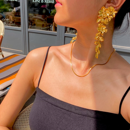 Vintage-Inspired Extra-Long Floral Statement Earrings