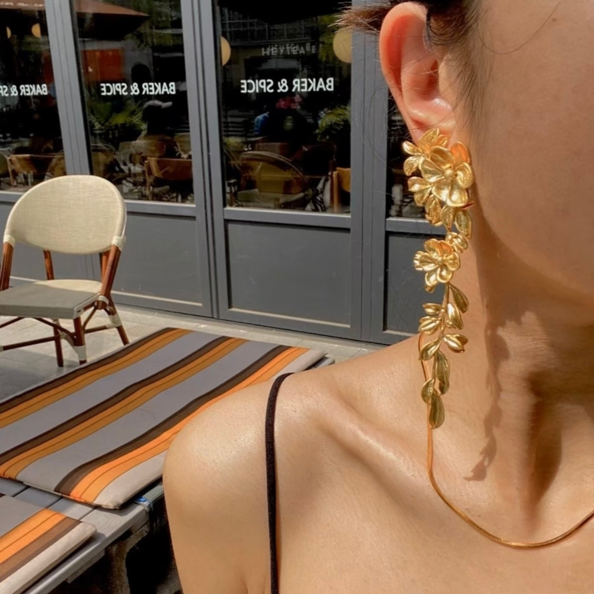 Vintage-Inspired Extra-Long Floral Statement Earrings