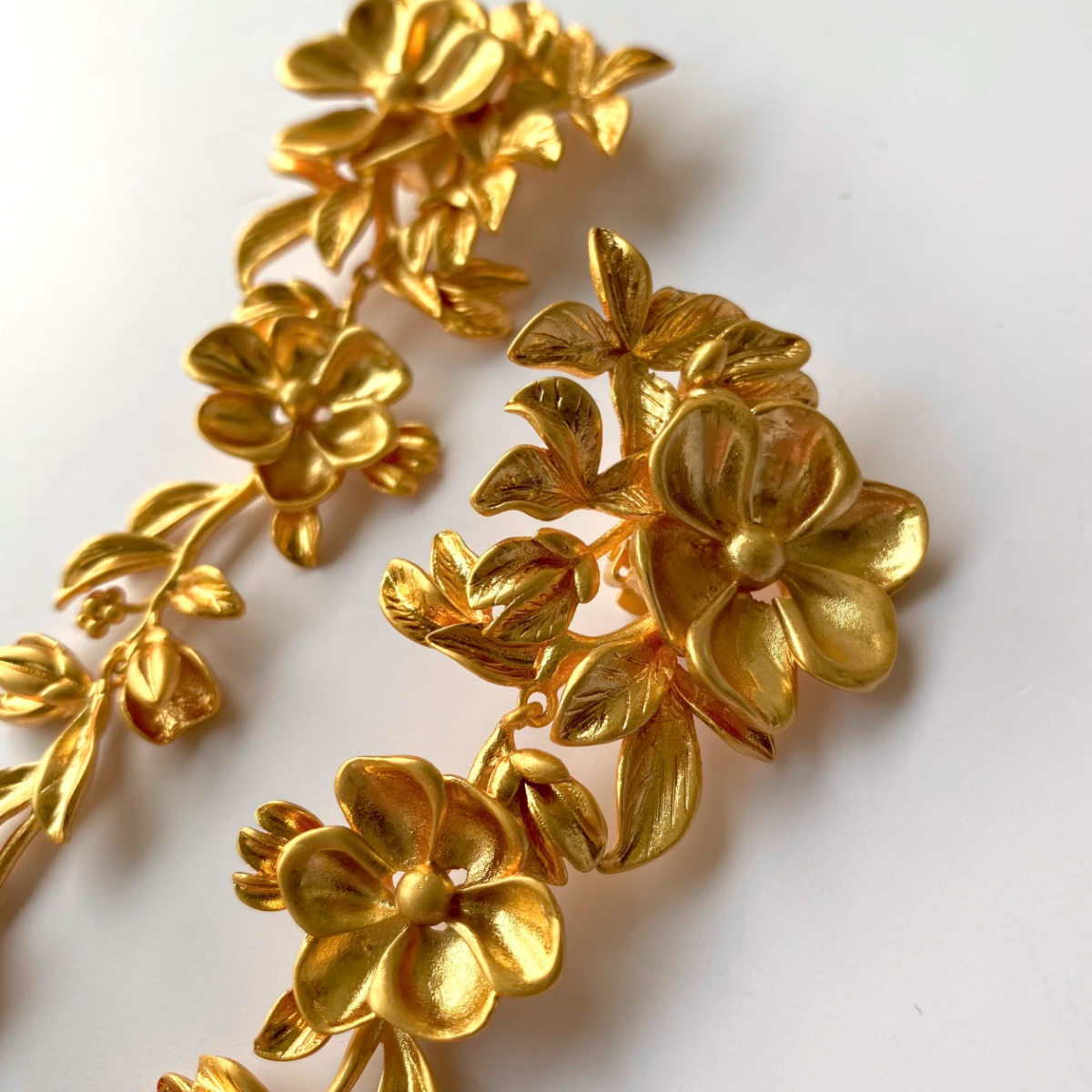 Vintage-Inspired Extra-Long Floral Statement Earrings