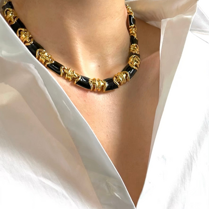 Vintage-inspired Statement Artisan Hand-Painted Enamel Collar Necklace |Stackable |Timeless Classic Revival