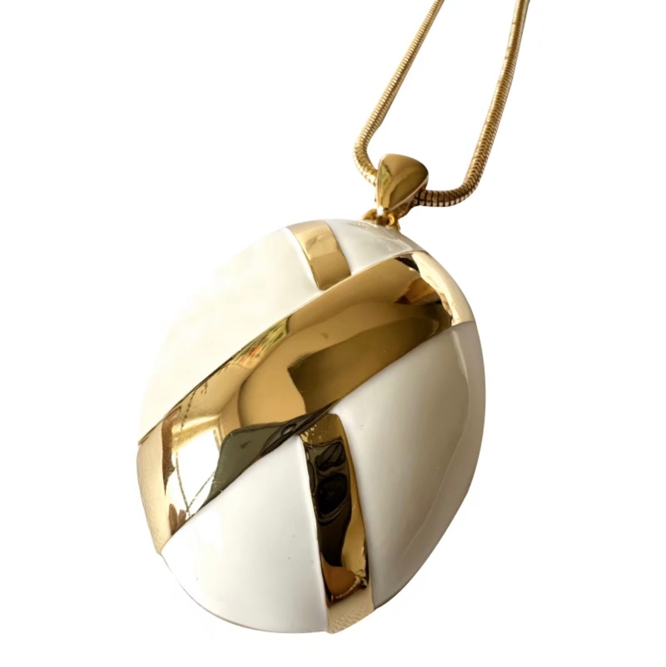 Vintage-inspired Statement Artisan Hand-Painted Black or White Enamel Oval Pendant Necklace |Stackable |Timeless Classic Revival