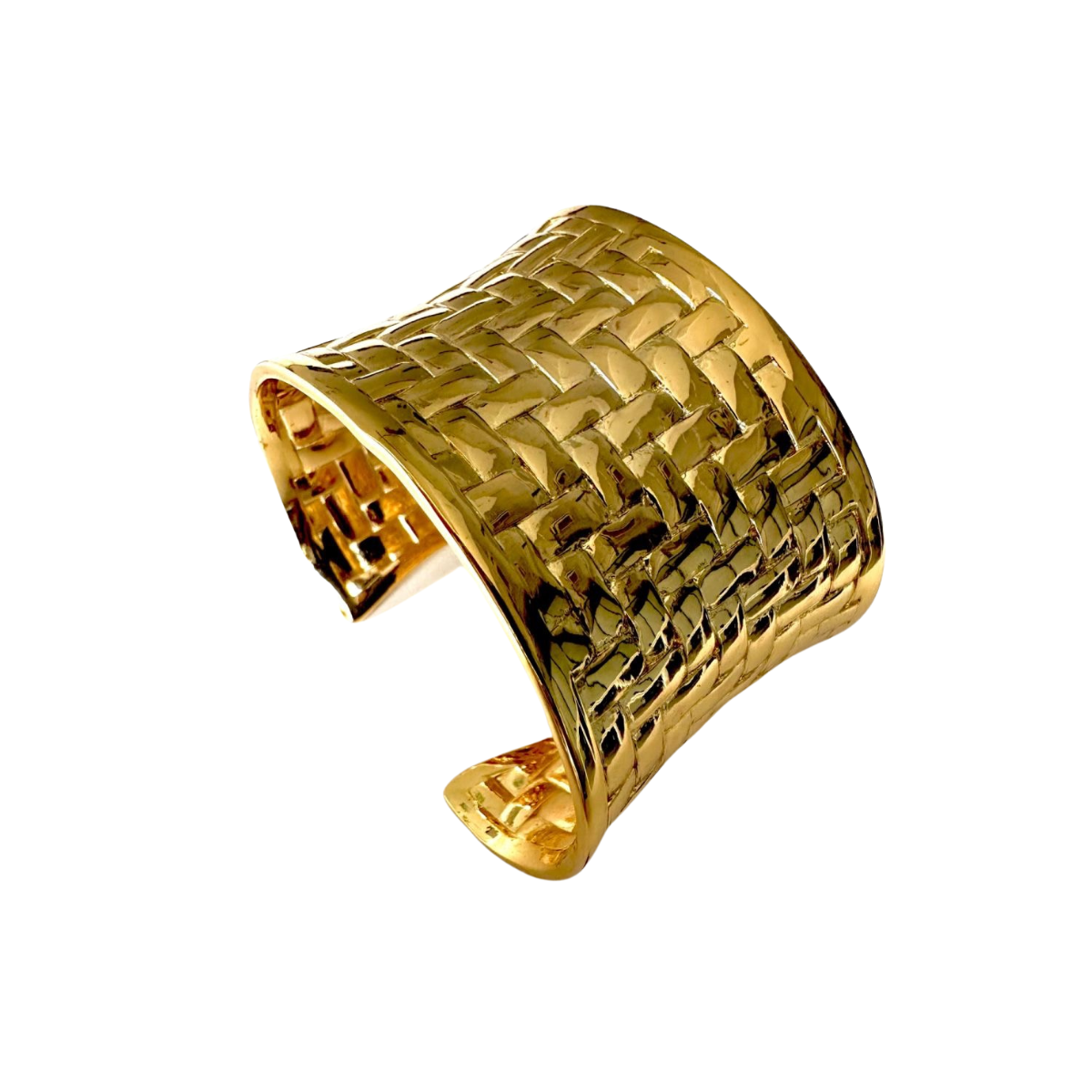 Vintage-inspired Statement Woven Wide luxurious Cuff |18k yellow gold vermeil over brass