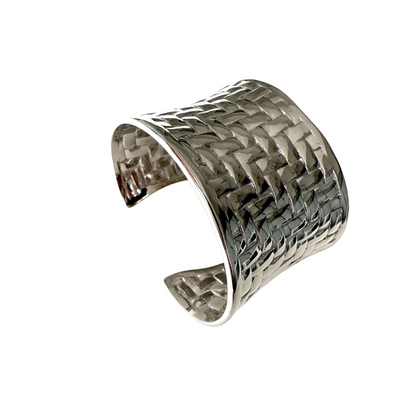 Vintage-inspired Statement Woven Wide luxurious Cuff |18k yellow gold vermeil over brass